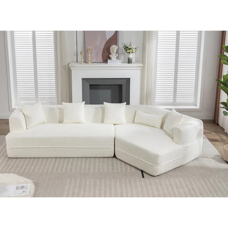 Canapé sectionnel convertible modulaire Boucle blanc cassé