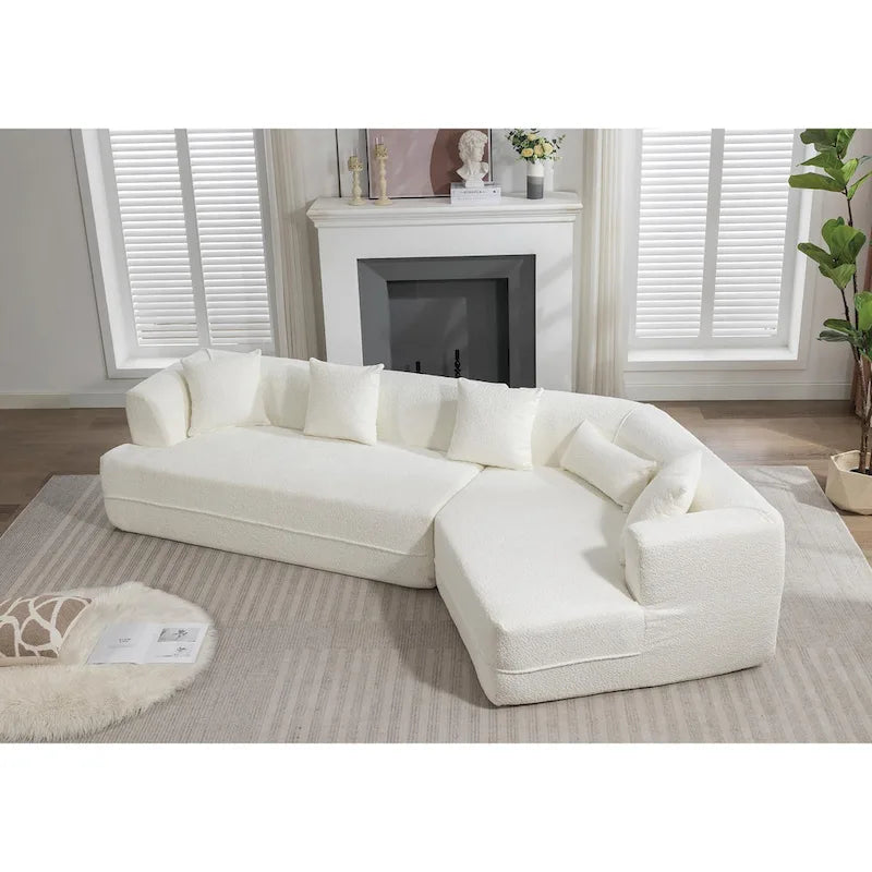 Canapé sectionnel convertible modulaire Boucle blanc cassé