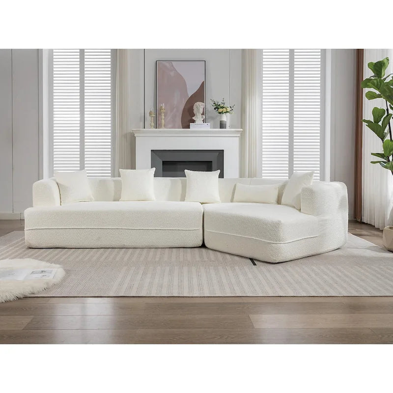Canapé sectionnel convertible modulaire Boucle blanc cassé