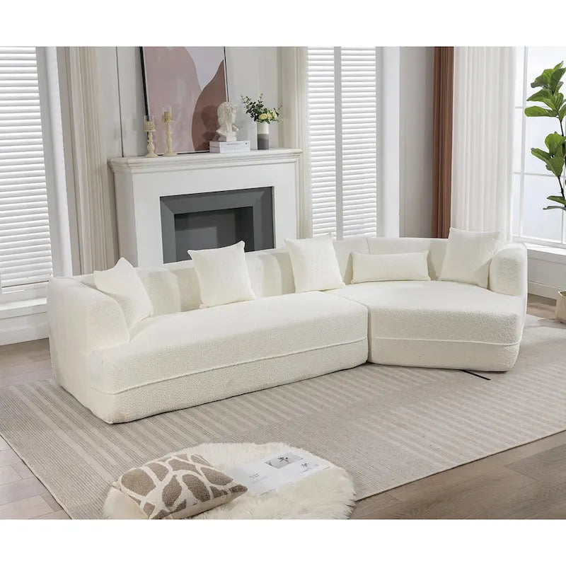 Canapé sectionnel convertible modulaire Boucle blanc cassé