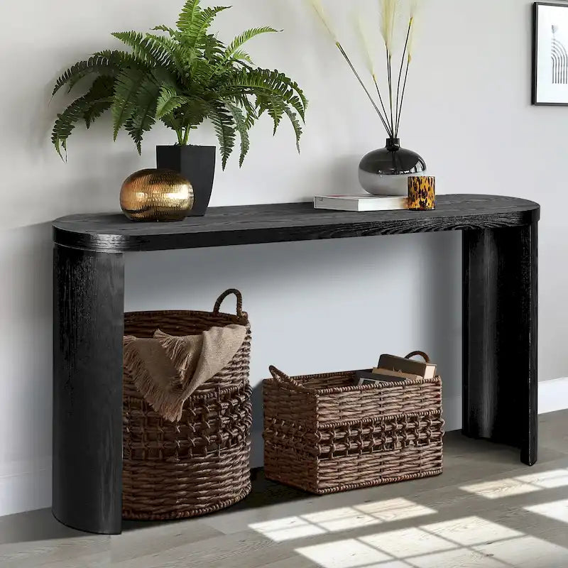 Console large plateau pieds incurvés, 152 cm