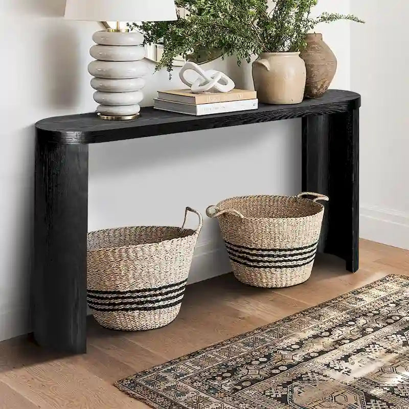 Console large plateau pieds incurvés, 152 cm