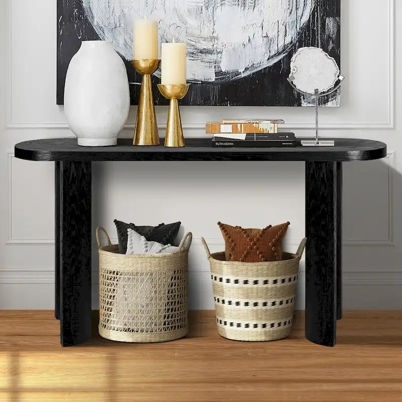 Console large plateau pieds incurvés, 152 cm