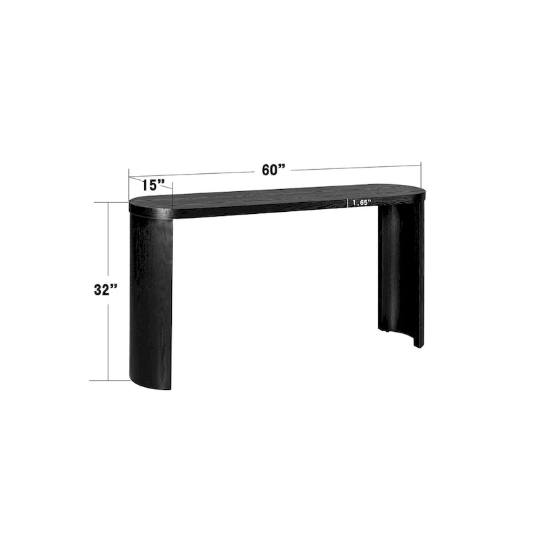 Console large plateau pieds incurvés, 152 cm
