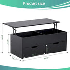 Table basse relevable avec compartiment de rangement caché et 2 tiroirs
