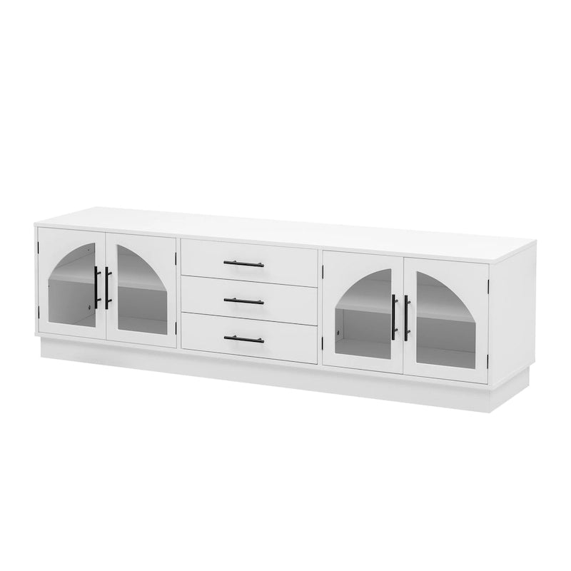 Meuble TV avec étagères réglables et placards de rangement, 175 cm