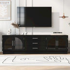 Meuble TV avec étagères réglables et placards de rangement, 175 cm