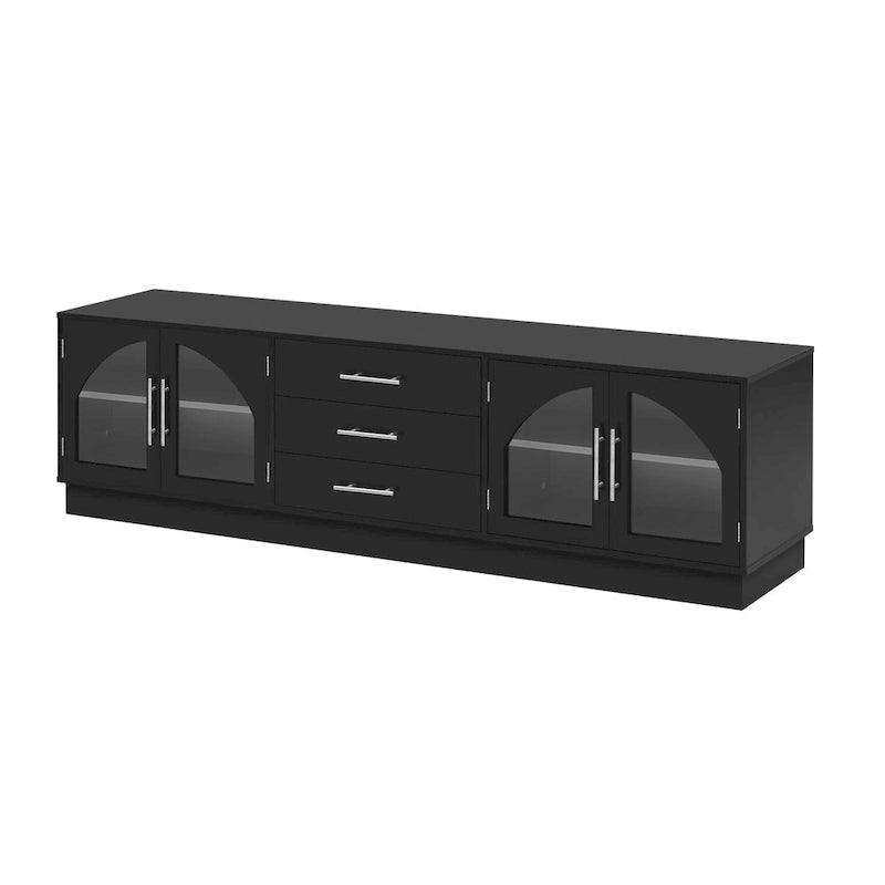 Meuble TV avec étagères réglables et placards de rangement, 175 cm