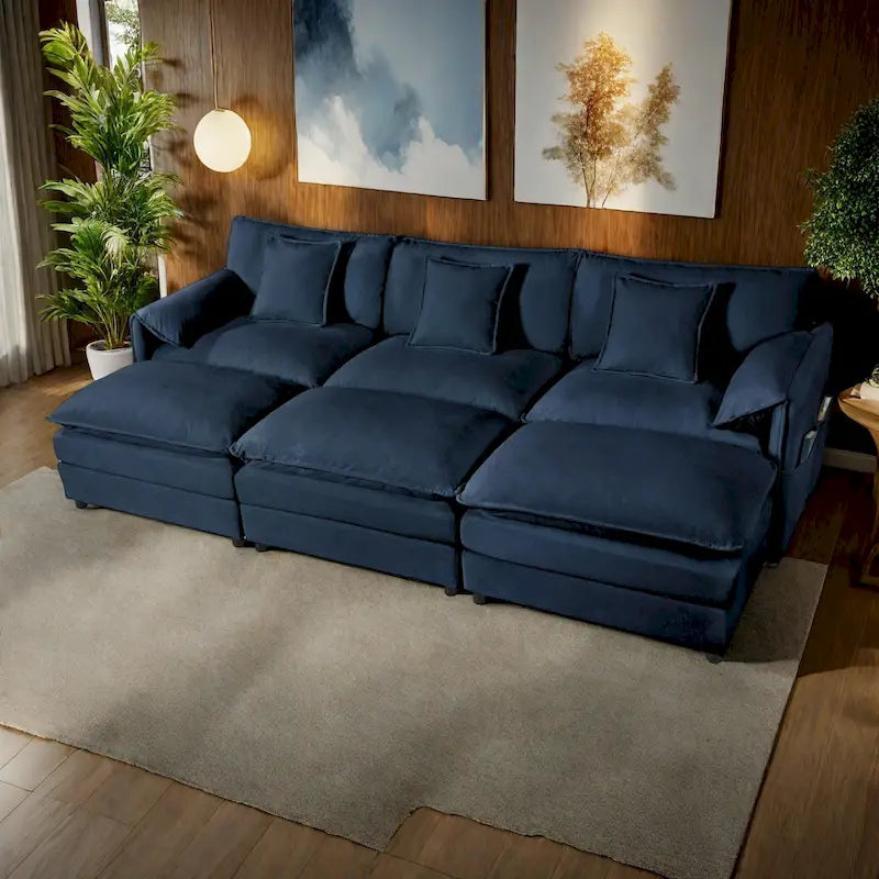 Canapé d'angle modulaire en chenille avec fonction couchage, 278 cm