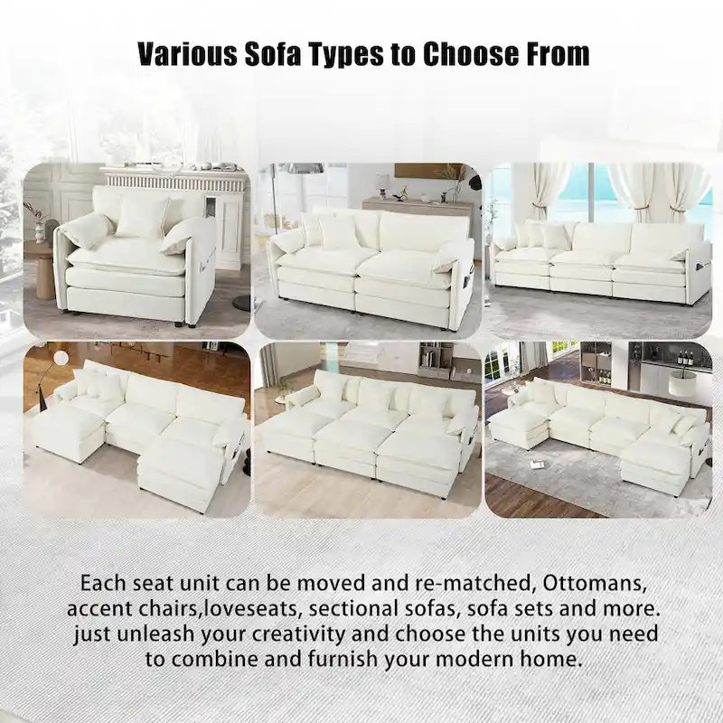 Canapé d'angle modulaire en chenille avec fonction couchage, 278 cm