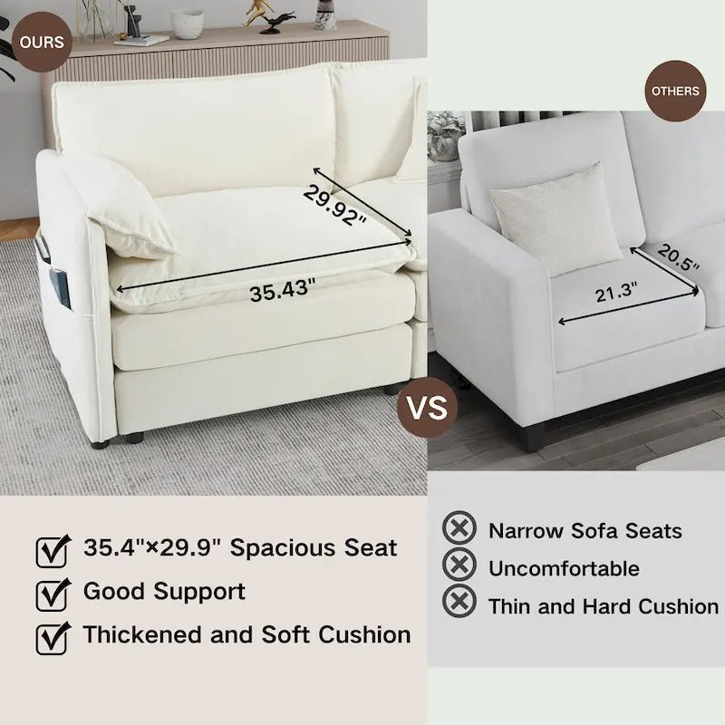 Canapé d'angle modulaire en chenille avec fonction couchage, 278 cm