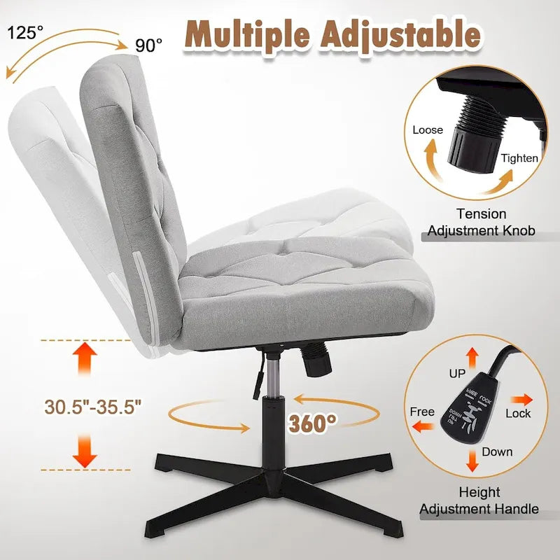 Chaise de bureau sans accoudoirs ni roulettes