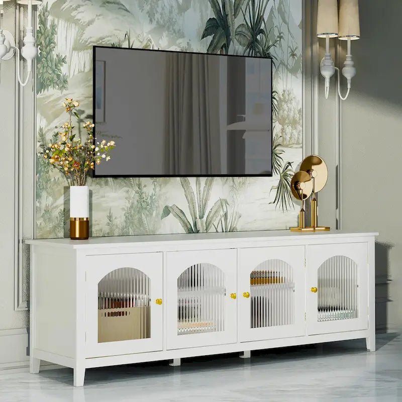 Naro Modern 71-Inch TV Stand with Glass Door by 