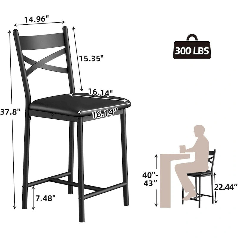 Tabourets de bar rembourrés avec assise en mousse haute densité, noirs, lot