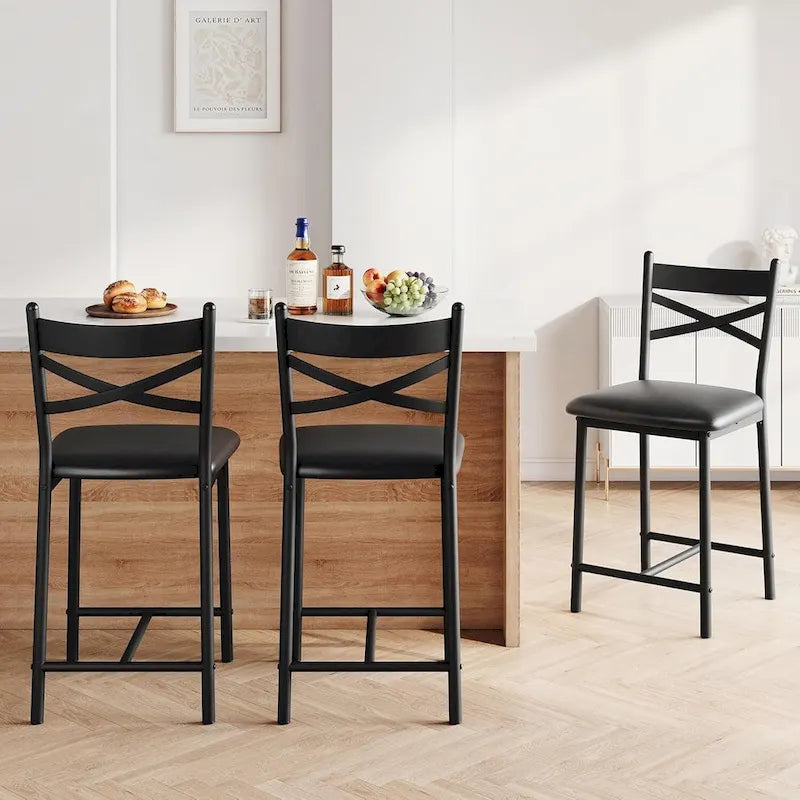 Tabourets de bar rembourrés avec assise en mousse haute densité, noirs, lot