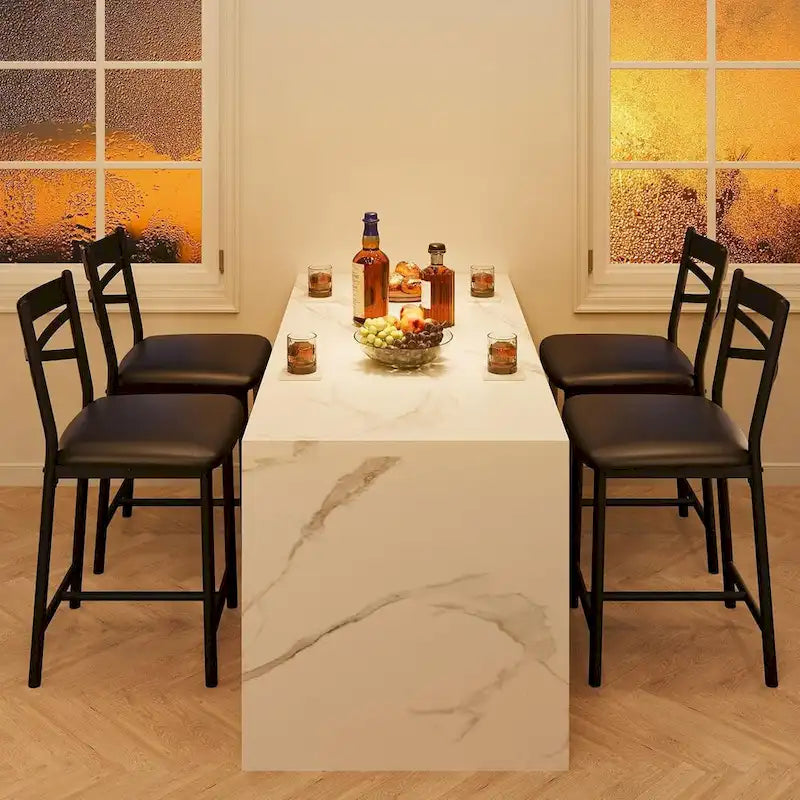 Tabourets de bar rembourrés avec assise en mousse haute densité, noirs, lot
