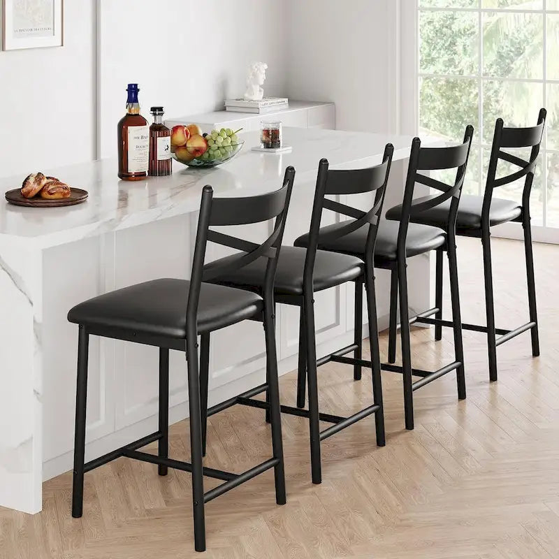 Tabourets de bar rembourrés avec assise en mousse haute densité, noirs, lot