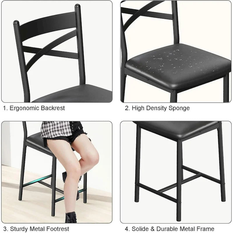 Tabourets de bar rembourrés avec assise en mousse haute densité, noirs, lot
