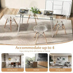 Ensemble de salle à manger 5 pièces avec table rectangulaire en verre et 4 chaises, 130 cm
