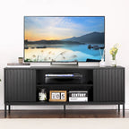Meuble TV de style moderne du milieu du siècle avec rangement, 140 cm, convient aux téléviseurs jusqu'à 165 cm