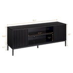 Meuble TV de style moderne du milieu du siècle avec rangement, 140 cm, convient aux téléviseurs jusqu'à 165 cm
