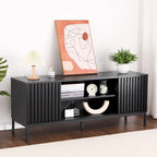 Meuble TV de style moderne du milieu du siècle avec rangement, 140 cm, convient aux téléviseurs jusqu'à 165 cm