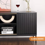 Meuble TV de style moderne du milieu du siècle avec rangement, 140 cm, convient aux téléviseurs jusqu'à 165 cm