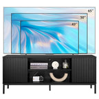 Meuble TV de style moderne du milieu du siècle avec rangement, 140 cm, convient aux téléviseurs jusqu'à 165 cm