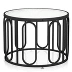 Table basse ronde à 2 niveaux avec supports pivotants et plateau en verre cannelé, 24 pouces