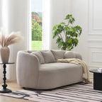 Canapé 3 places en tissu bouclé avec 5 coussins, 216 cm
