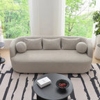 Canapé 3 places en tissu bouclé avec 5 coussins, 216 cm