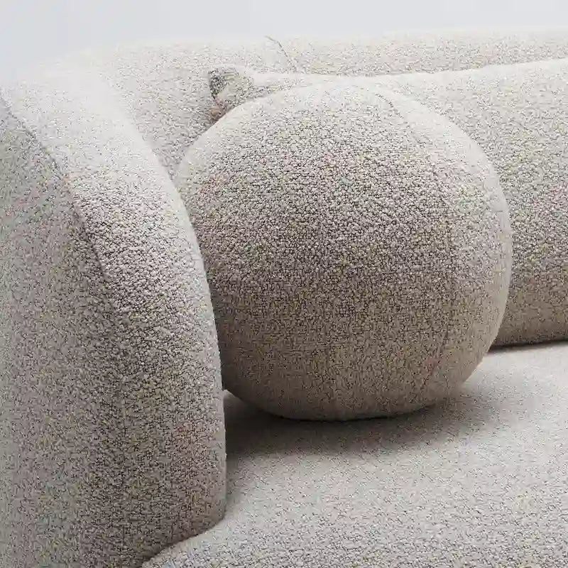 Canapé 3 places en tissu bouclé avec 5 coussins, 216 cm