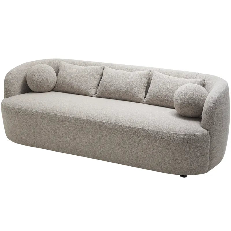 Canapé 3 places en tissu bouclé avec 5 coussins, 216 cm