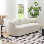 Canapé 3 places en tissu bouclé avec 5 coussins, 216 cm