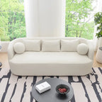 Canapé 3 places en tissu bouclé avec 5 coussins, 216 cm
