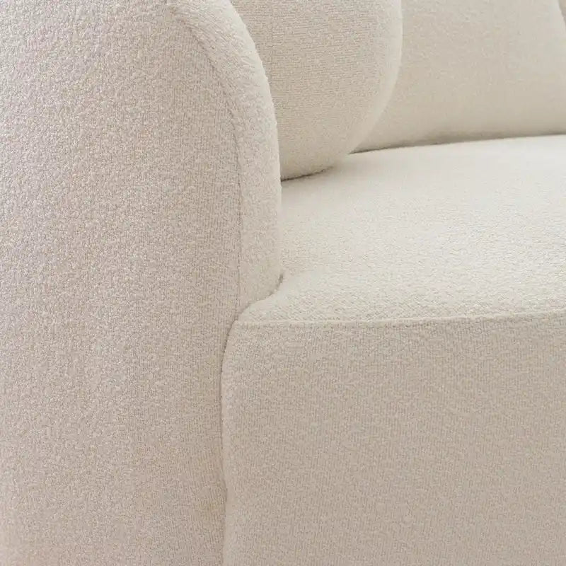 Canapé 3 places en tissu bouclé avec 5 coussins, 216 cm