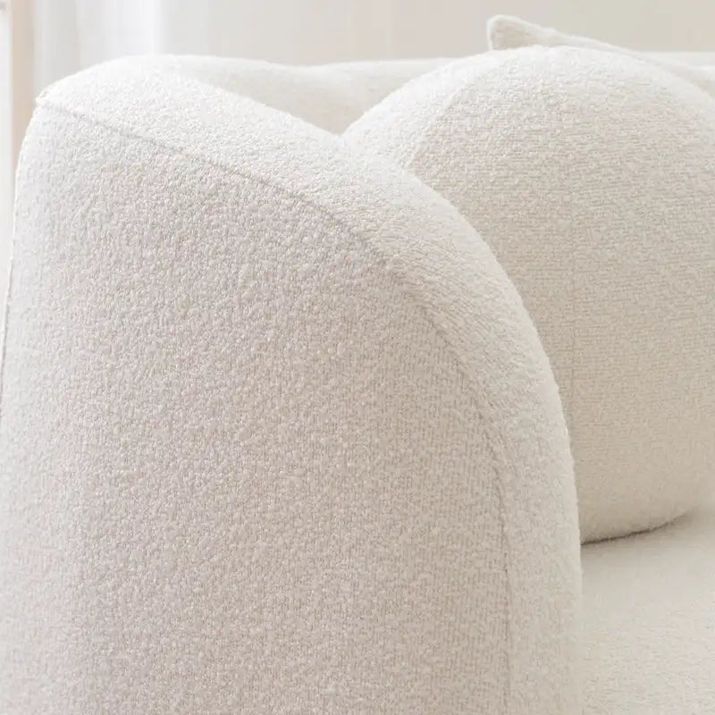 Canapé 3 places en tissu bouclé avec 5 coussins, 216 cm