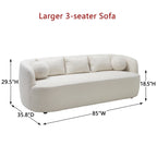 Canapé 3 places en tissu bouclé avec 5 coussins, 216 cm