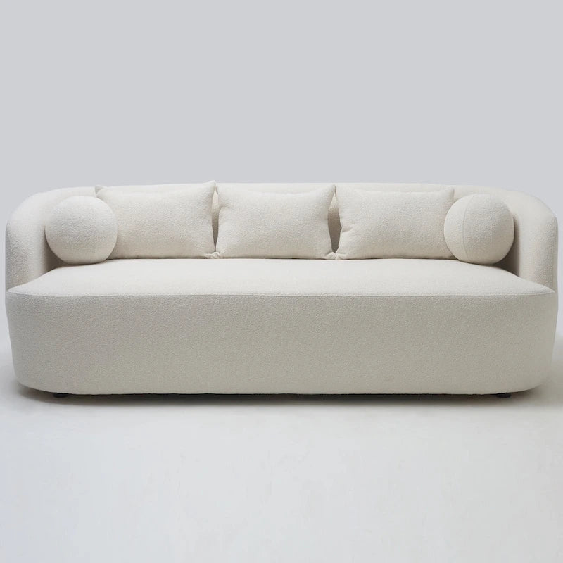 Canapé 3 places en tissu bouclé avec 5 coussins, 216 cm