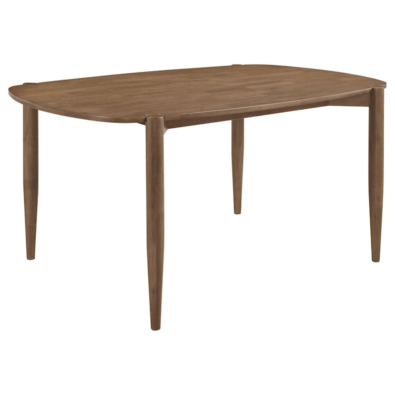 Table à manger ovale en bois massif avec pieds fuselés, Noyer Brun, 160 cm