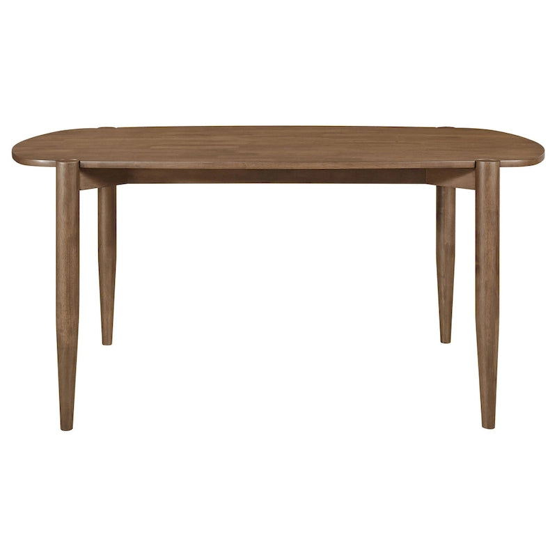 Table à manger ovale en bois massif avec pieds fuselés, Noyer Brun, 160 cm
