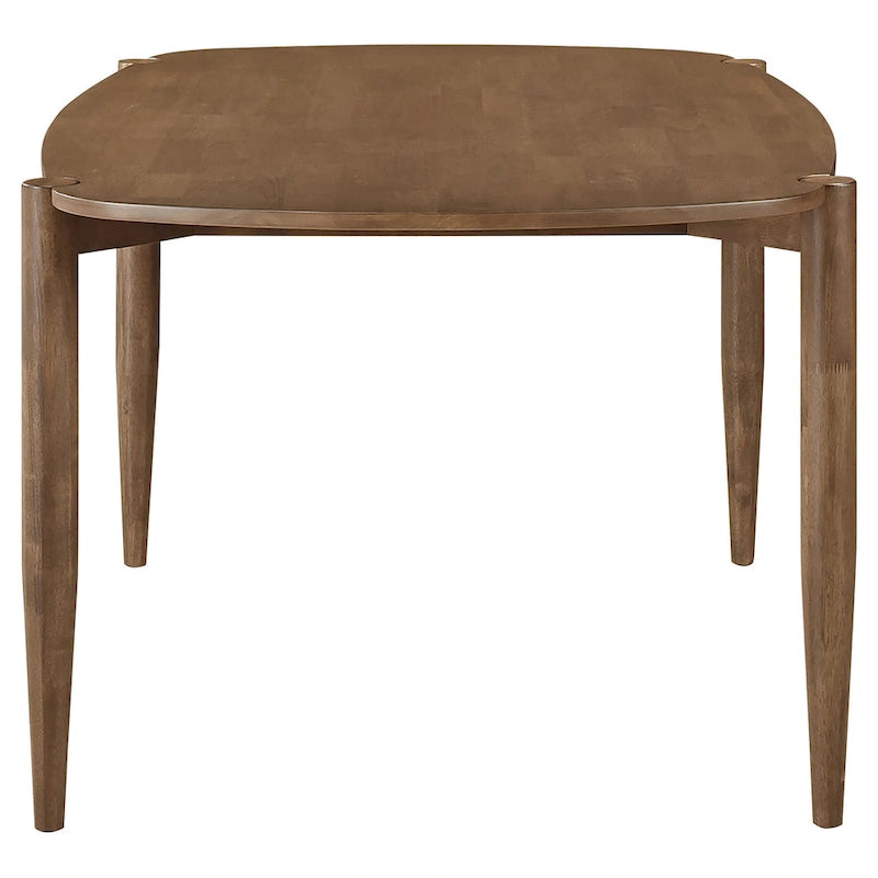 Table à manger ovale en bois massif avec pieds fuselés, Noyer Brun, 160 cm
