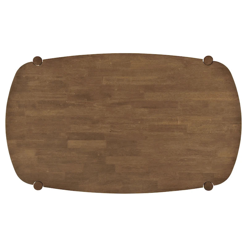 Table à manger ovale en bois massif avec pieds fuselés, Noyer Brun, 160 cm