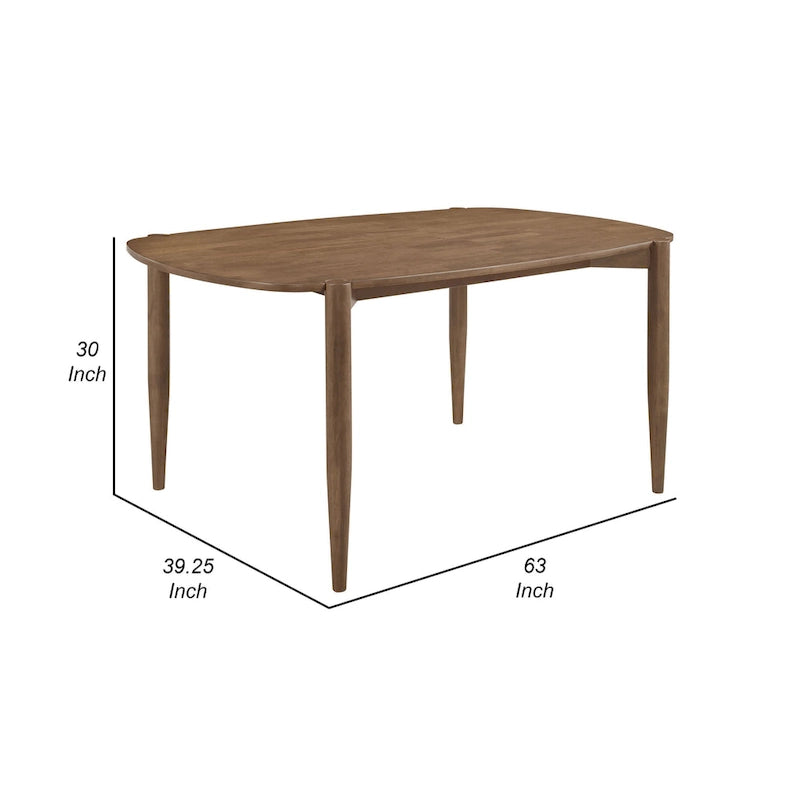 Table à manger ovale en bois massif avec pieds fuselés, Noyer Brun, 160 cm