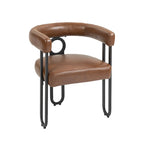 Lot de 2 chaises de salle à manger en cuir PU avec dossier rond et pieds en métal