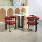 Lot de 2 chaises de salle à manger en cuir PU avec dossier rond et pieds en métal