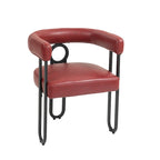 Lot de 2 chaises de salle à manger en cuir PU avec dossier rond et pieds en métal