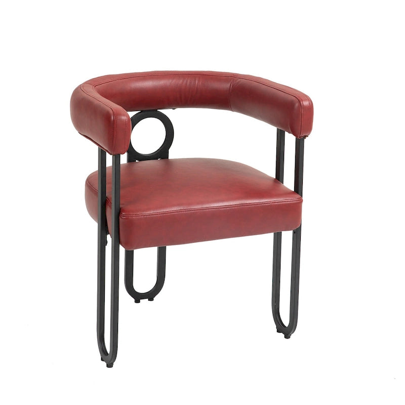 Lot de 2 chaises de salle à manger en cuir PU avec dossier rond et pieds en métal