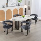 Lot de 2 chaises de salle à manger en cuir PU avec dossier rond et pieds en métal