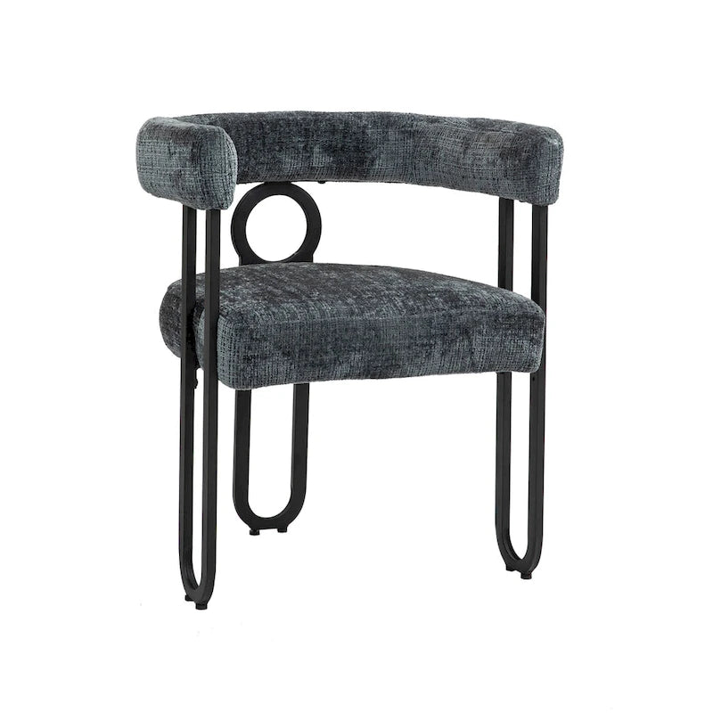 Lot de 2 chaises de salle à manger en cuir PU avec dossier rond et pieds en métal